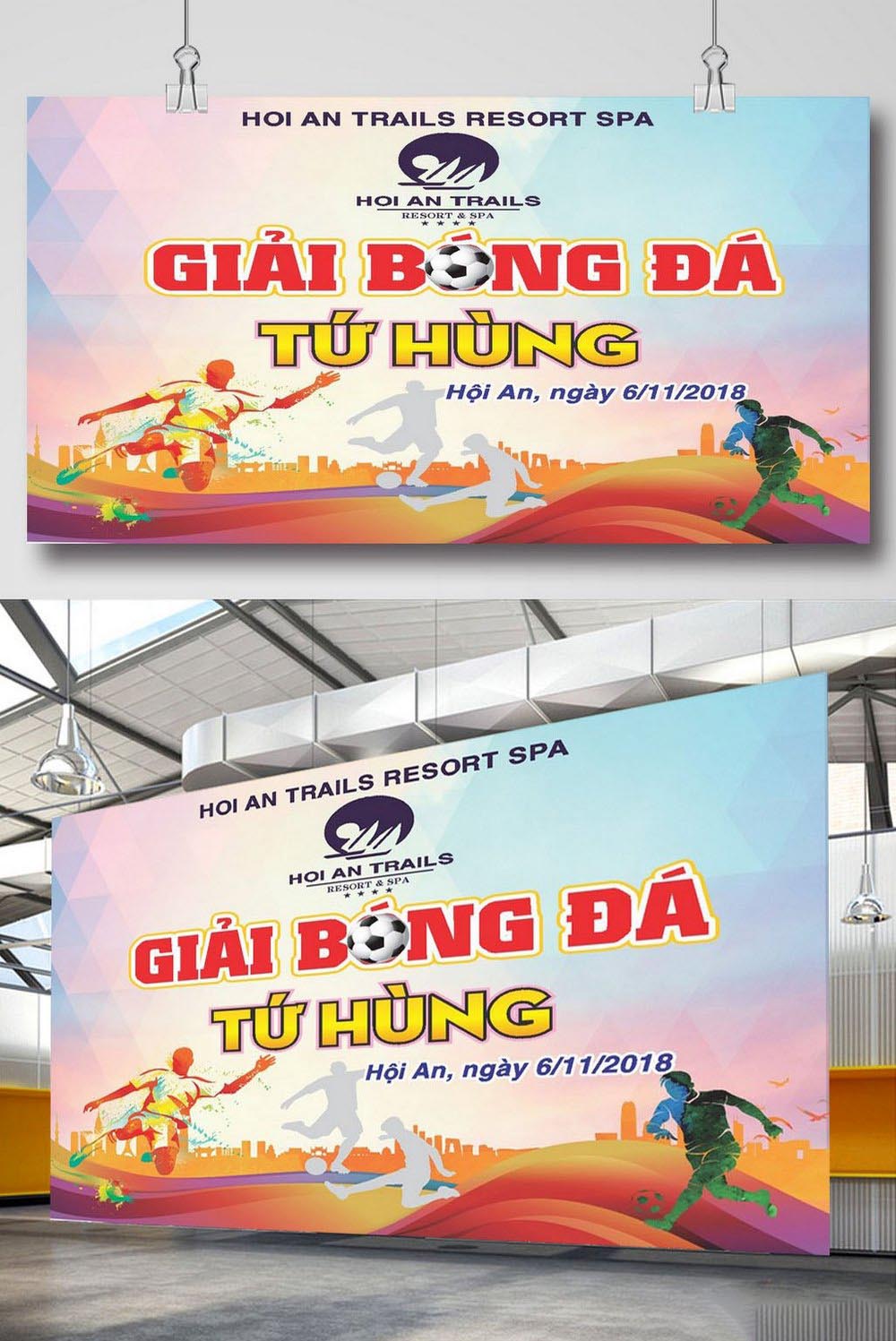 Backdrop giải bóng đá cúp tứ hùng file corel