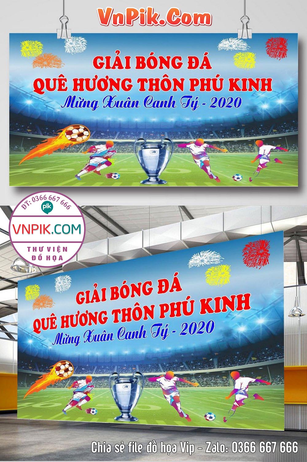 Backdrop giải bóng đá quê hương Phú Kinh file corel