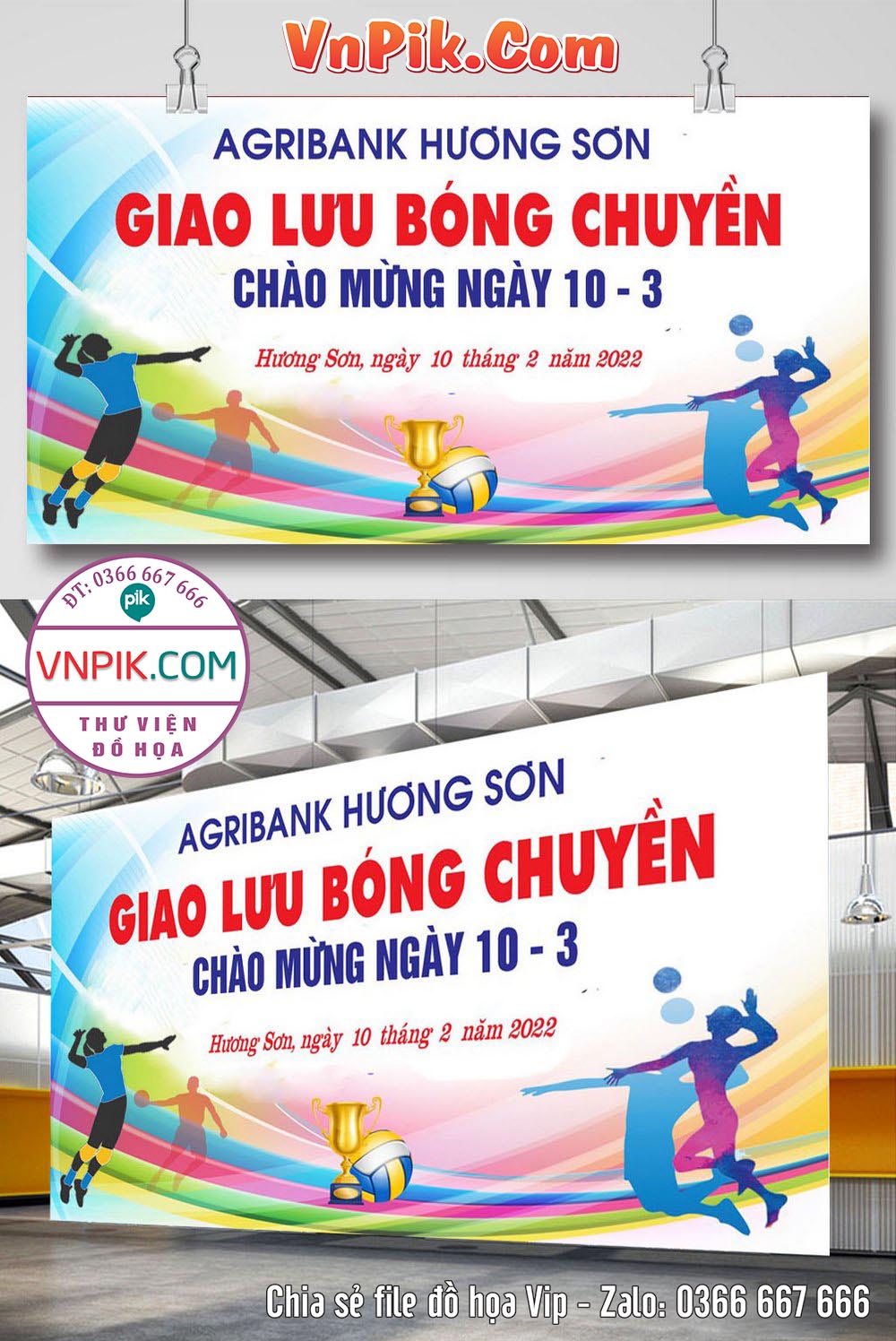 Backdrop giao lưu bóng chuyền file corel