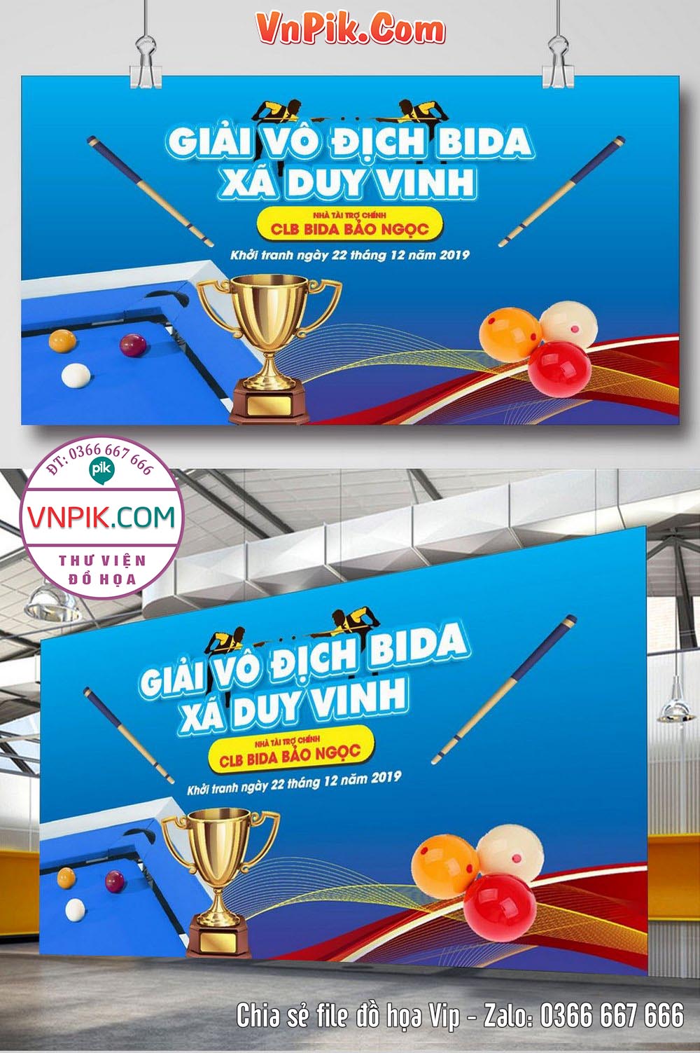 Market giải vô địch Bida xã Duy Vinh file CorelDRAW