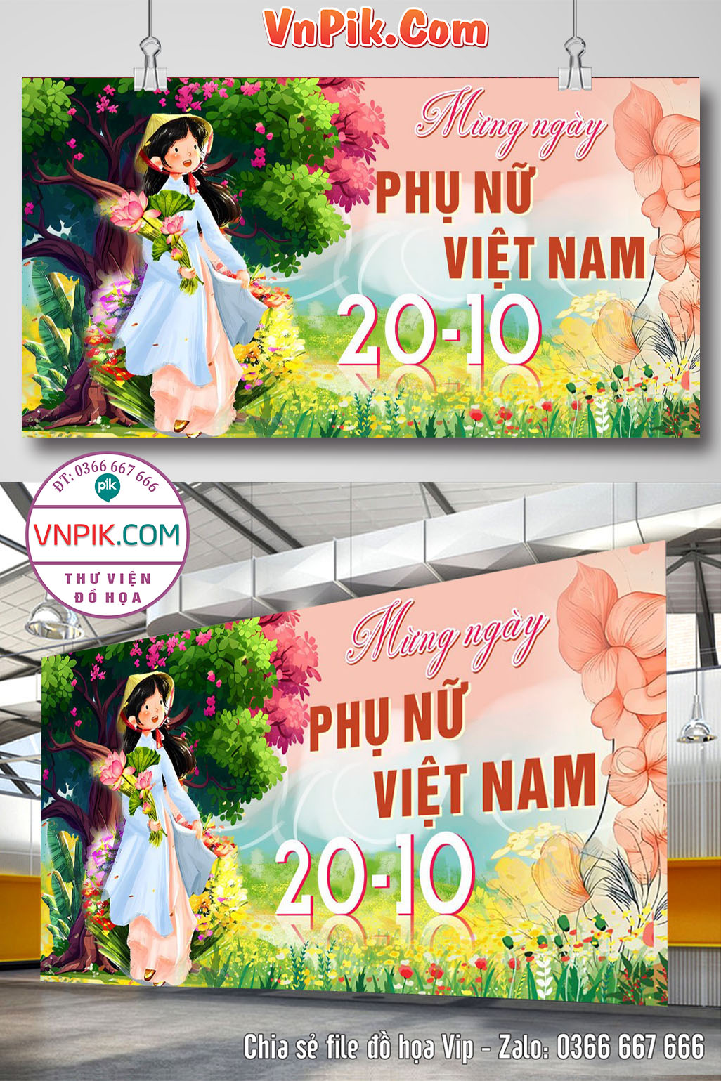 Mẫu Phông Nền Ngày Phụ Nữ Việt Nam 20 Tháng 10 File Corel Mẫu 226