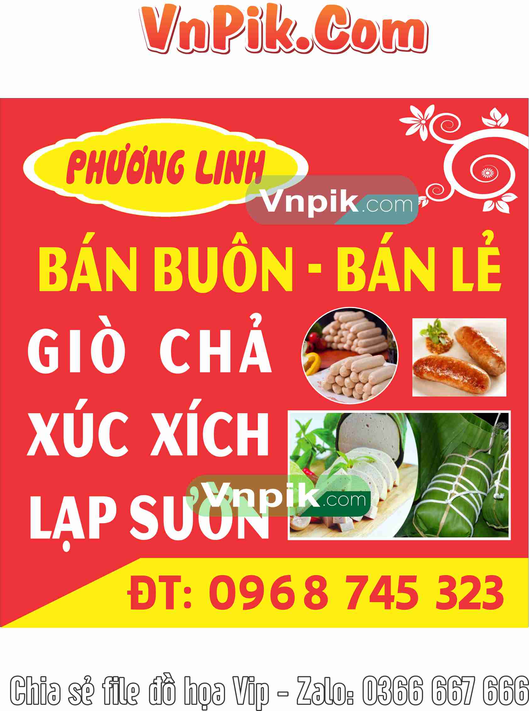 Mẫu biển bán giò chả phương linh