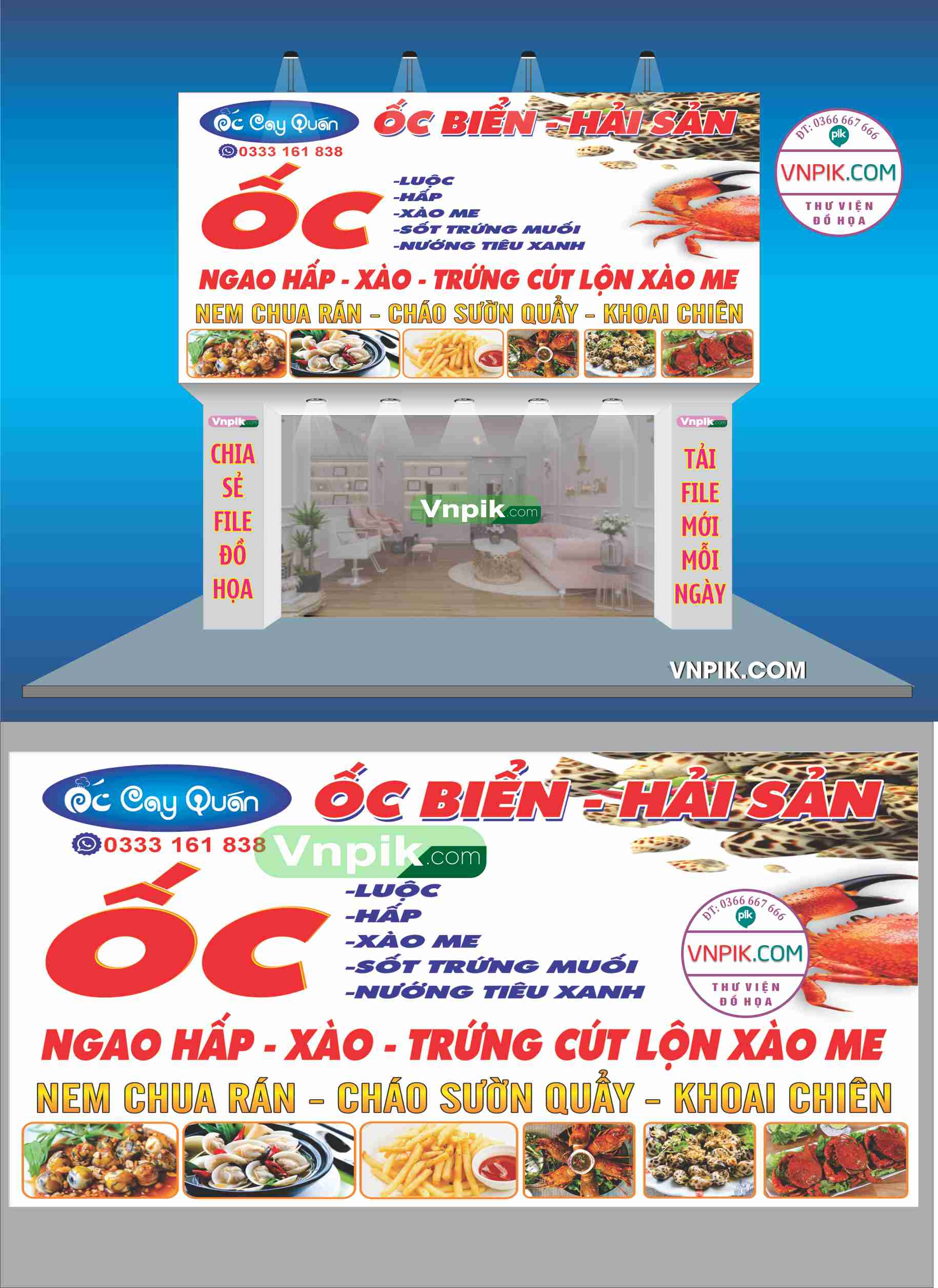 Mẫu biển vẫy quán ốc cay ốc biển hải sản 3