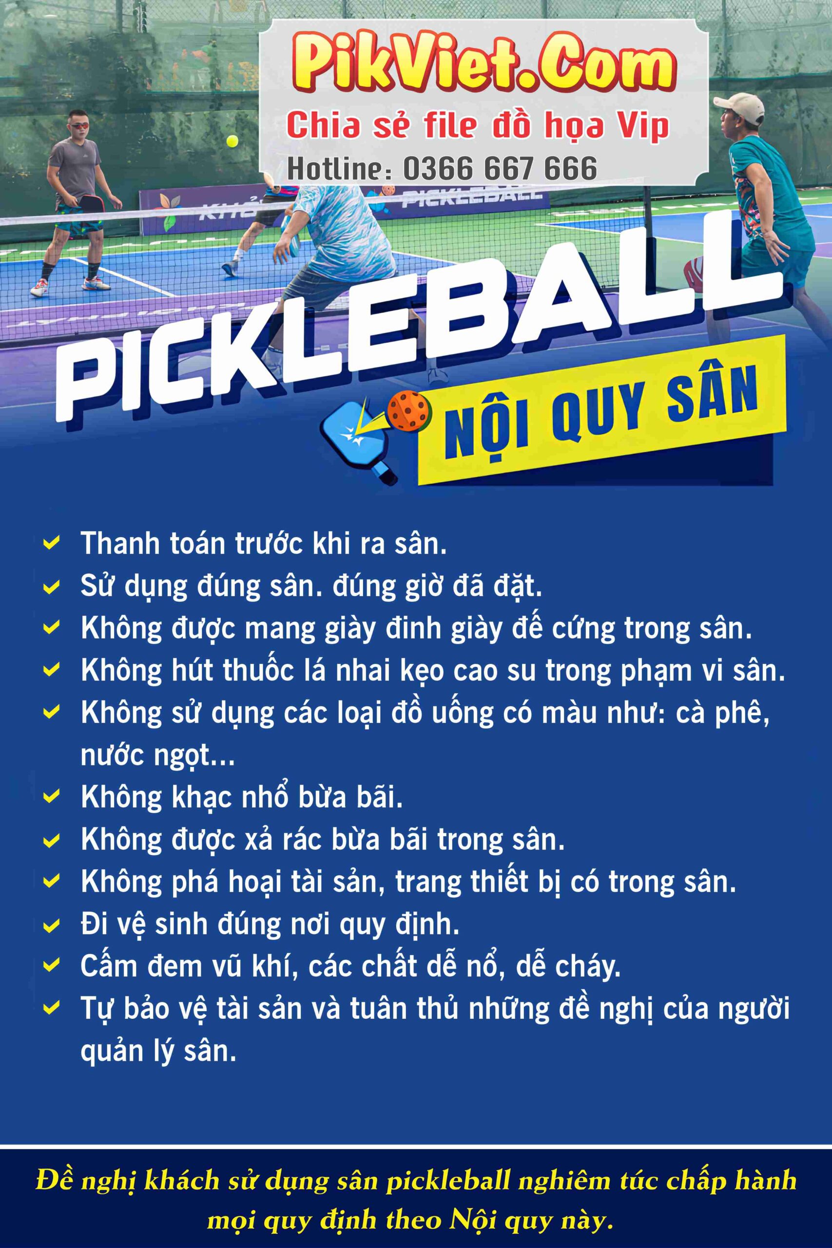 Nội quy sân pickleball 01