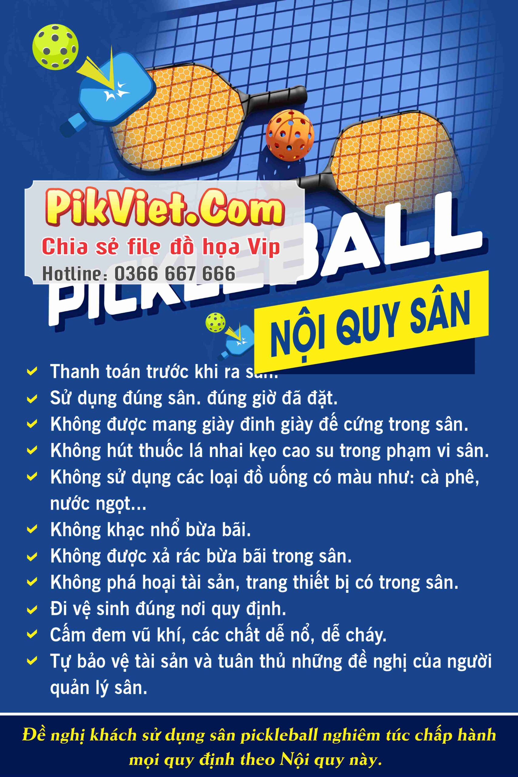 Nội quy sân pickleball 02