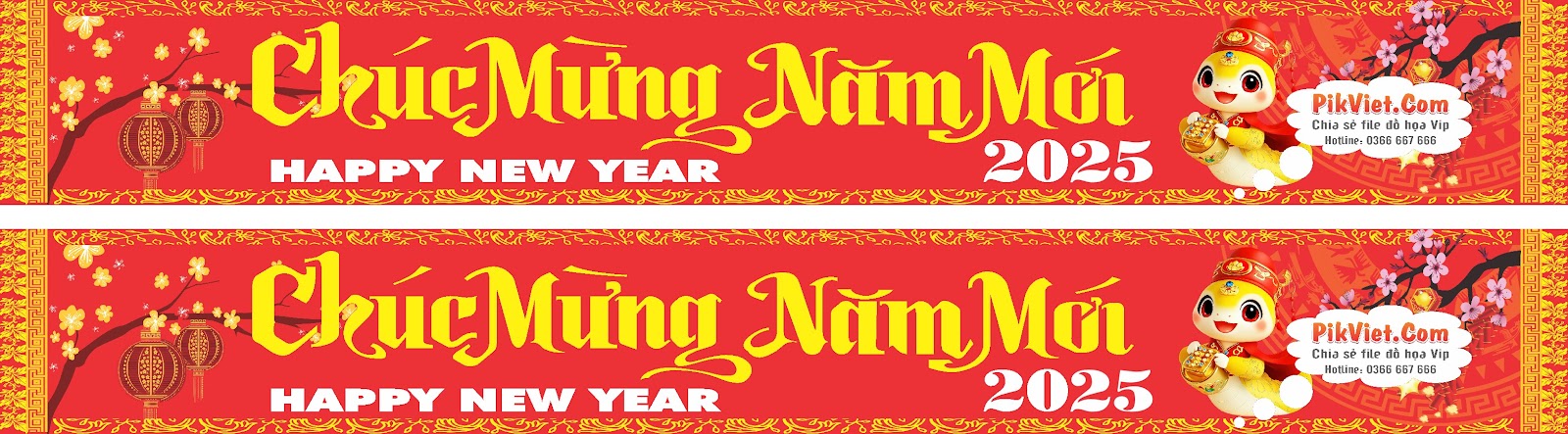 File Corel Băng Rôn Chúc Mừng Năm Mới 2025 Mẫu 31