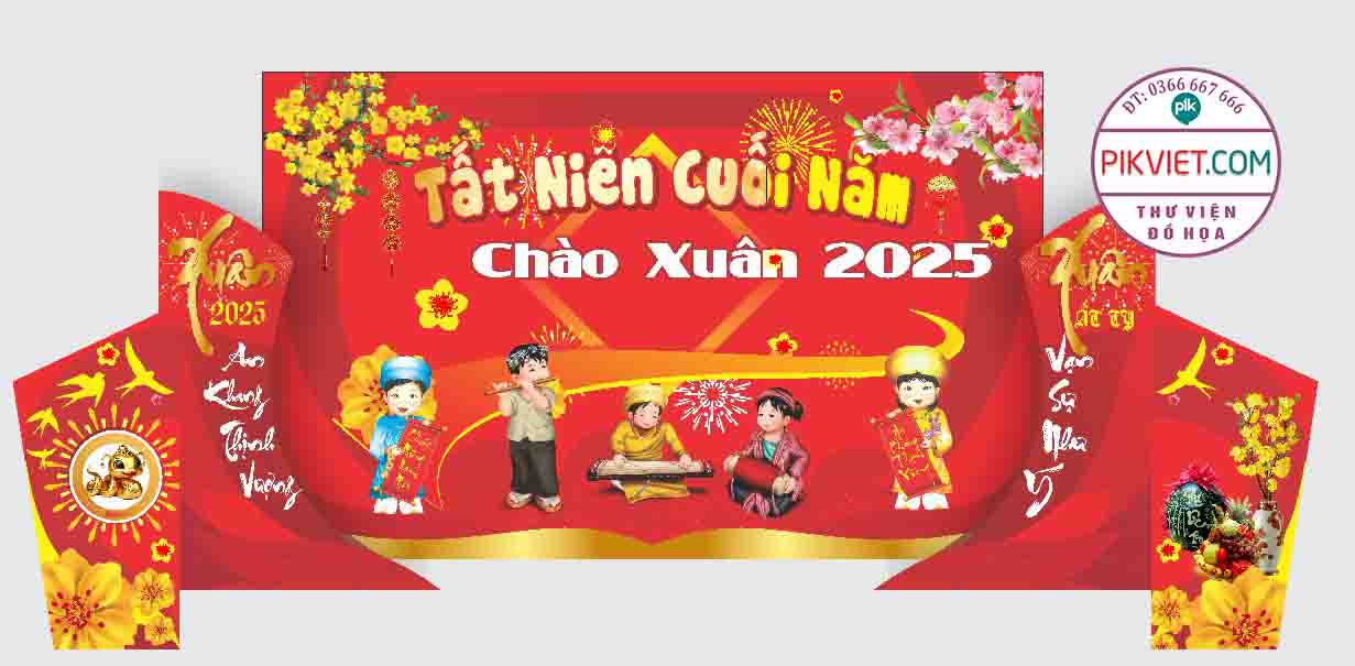 Background Phông Nền Sân Khấu Tết Tất Niên 2025 Đẹp 68