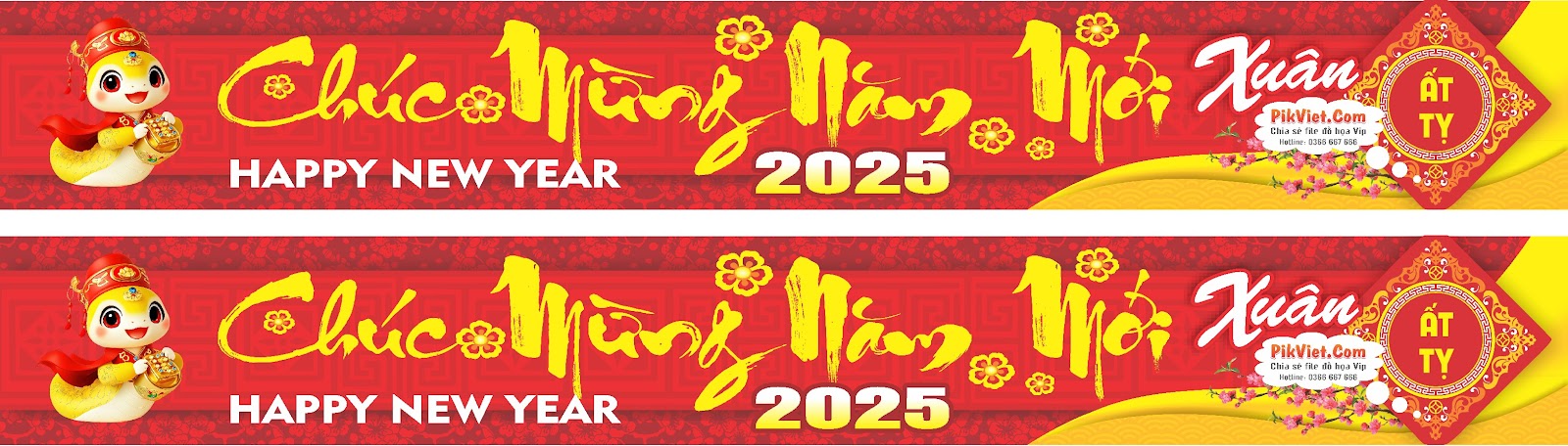 File Corel Băng Rôn Chúc Mừng Năm Mới 2025 Mẫu 36