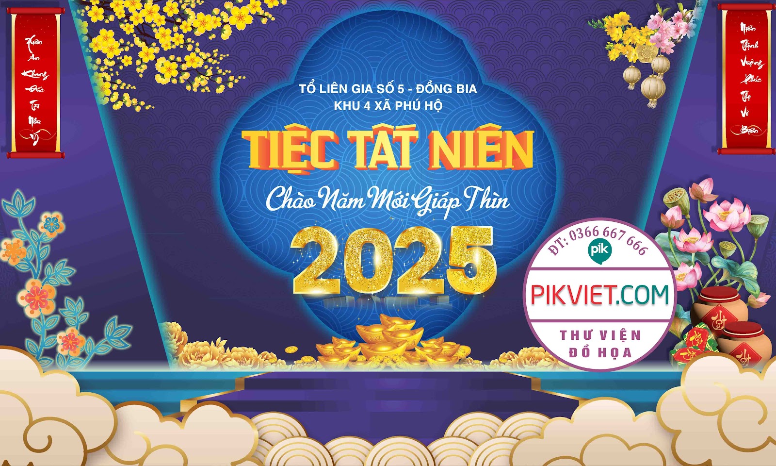 Background Phông Nền Sân Khấu Tết Tất Niên 2025 Đẹp 70