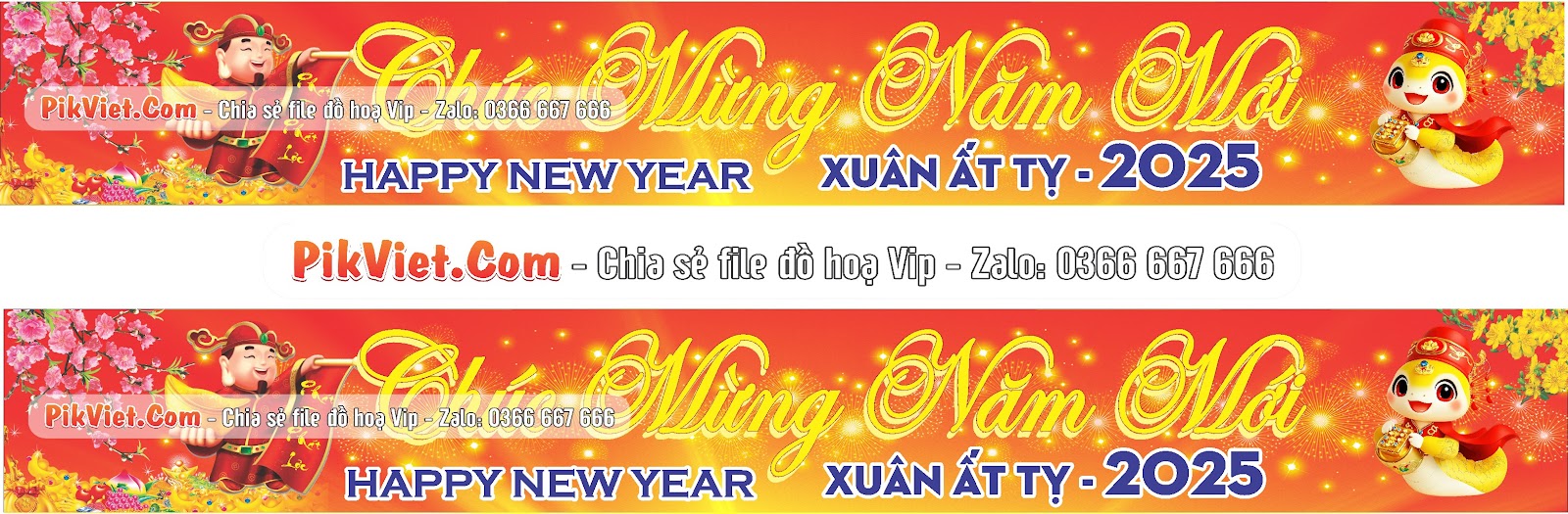 File Corel Băng Rôn Chúc Mừng Năm Mới 2025 Mẫu 57