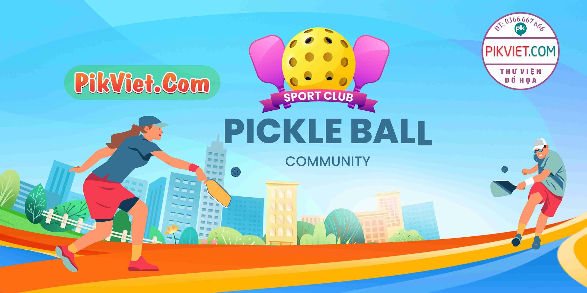 Phông Nền Trang Trí Sân Pickleball mẫu 09