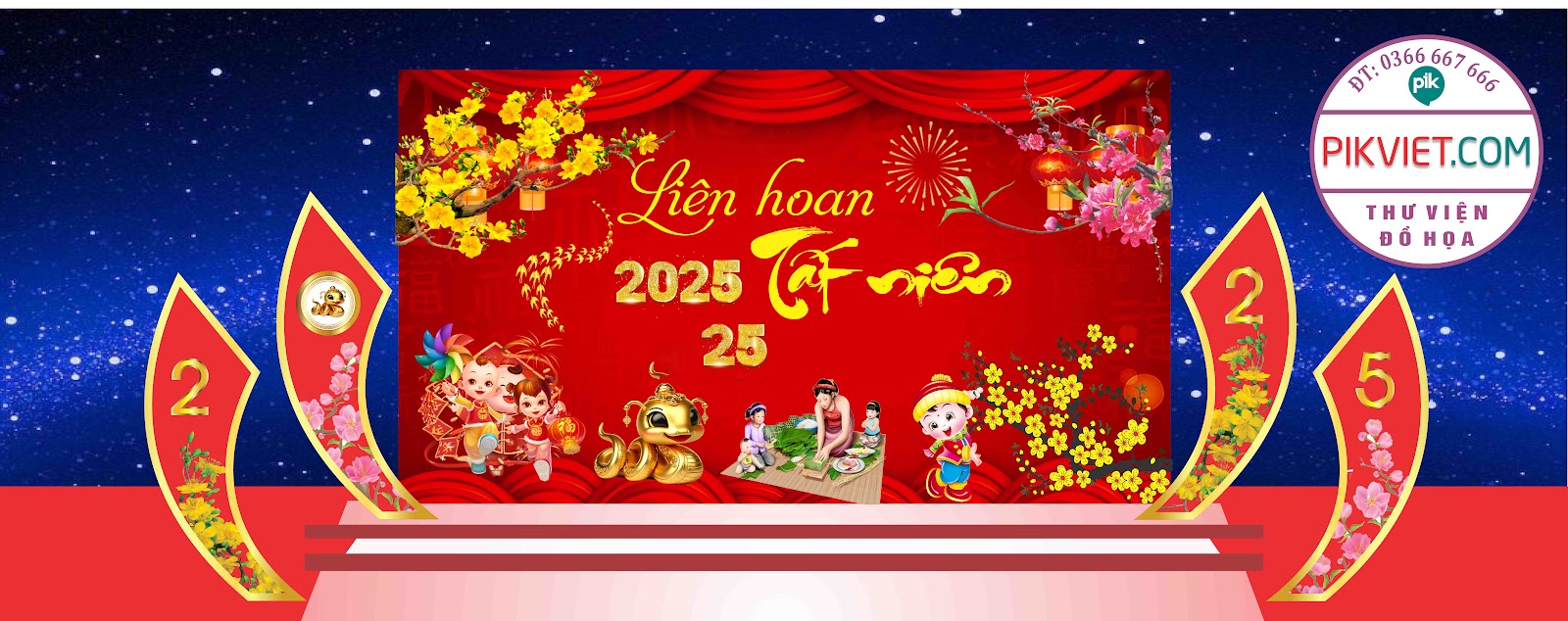 Background Phông Nền Sân Khấu Tết Tất Niên 2025 Đẹp 185