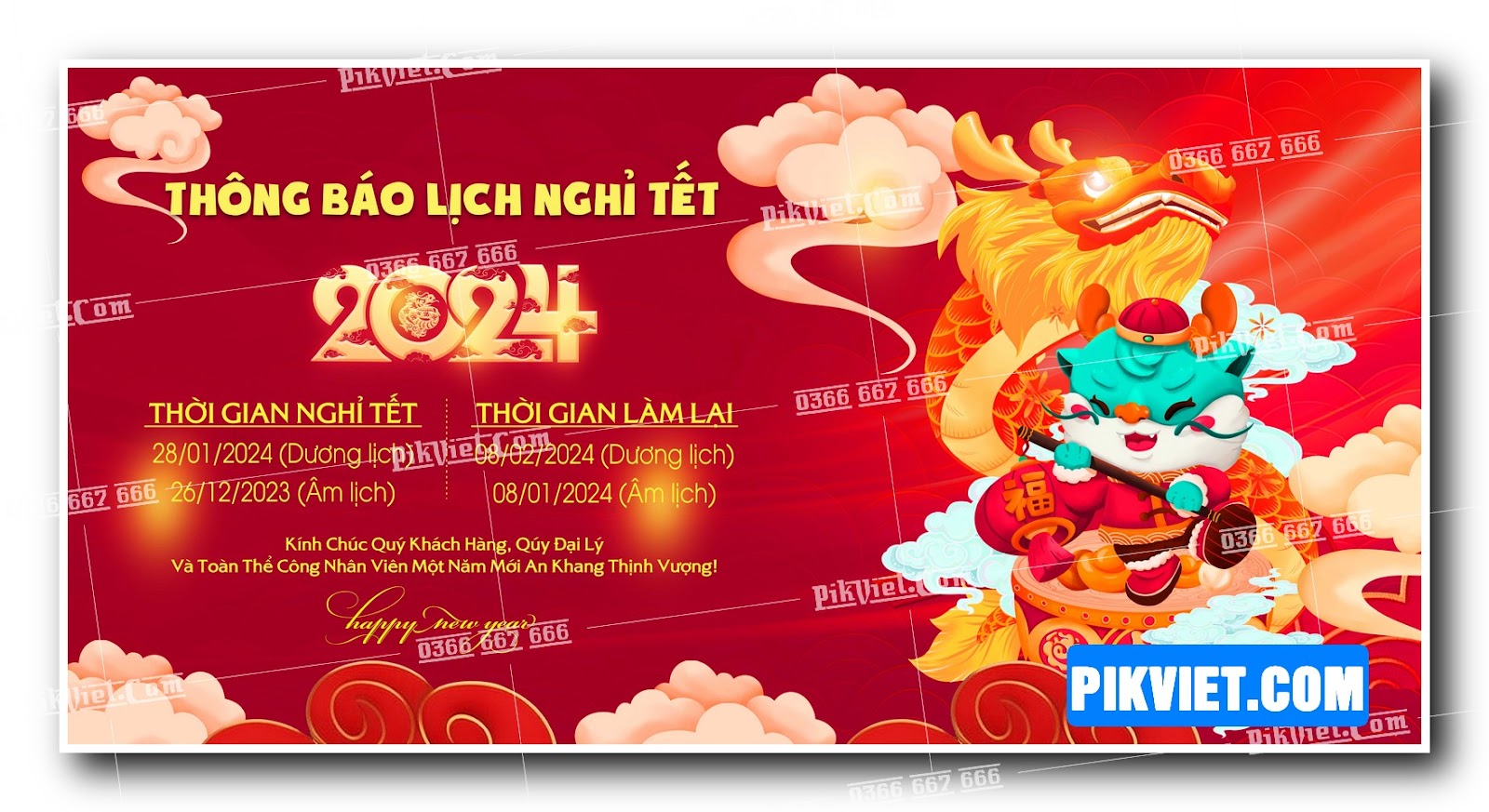 Thông báo lịch nghỉ tết nguyên đán file vector corel x7 mẫu 20