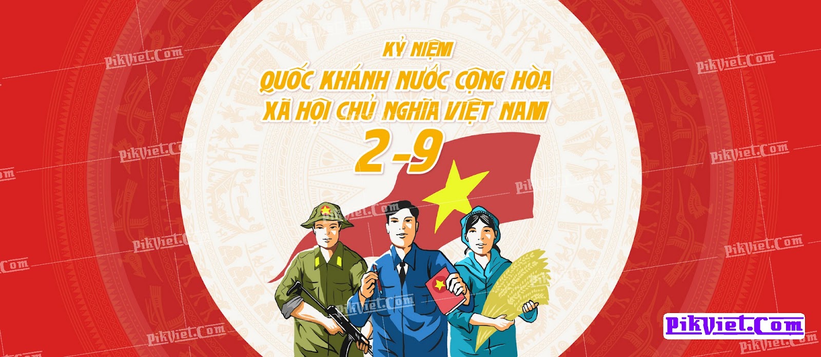 Phông nền chào mừng ngày quốc khánh 2 – 9 mẫu 03