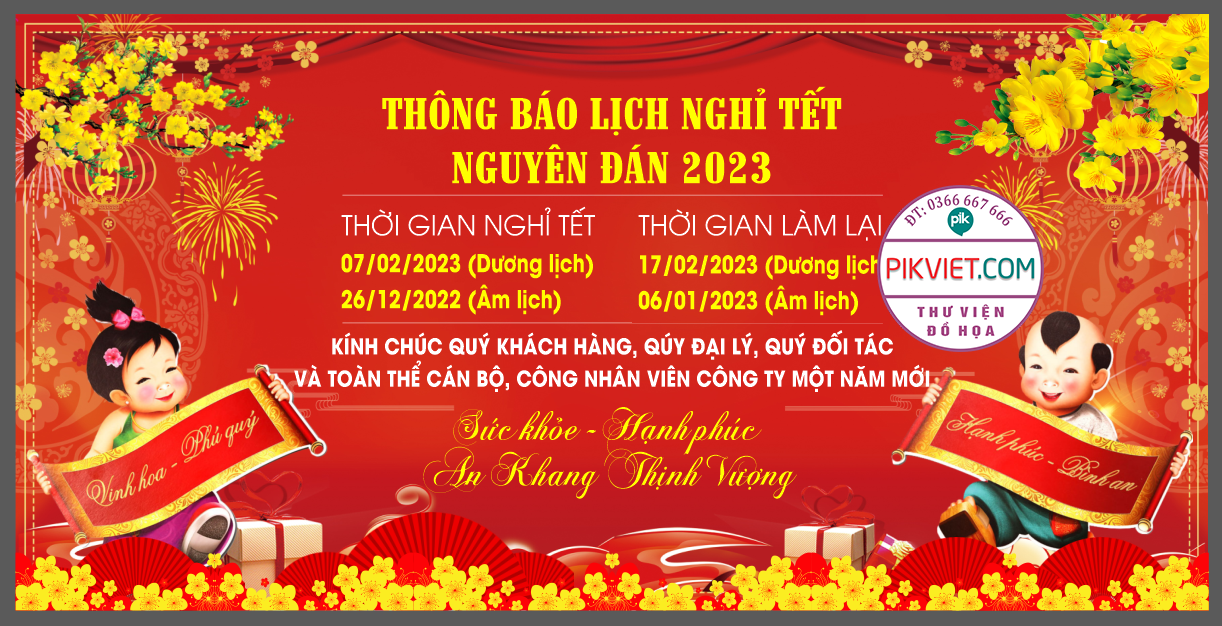 Thông báo lịch nghỉ tết nguyên đán file vector corel x7 mẫu 25