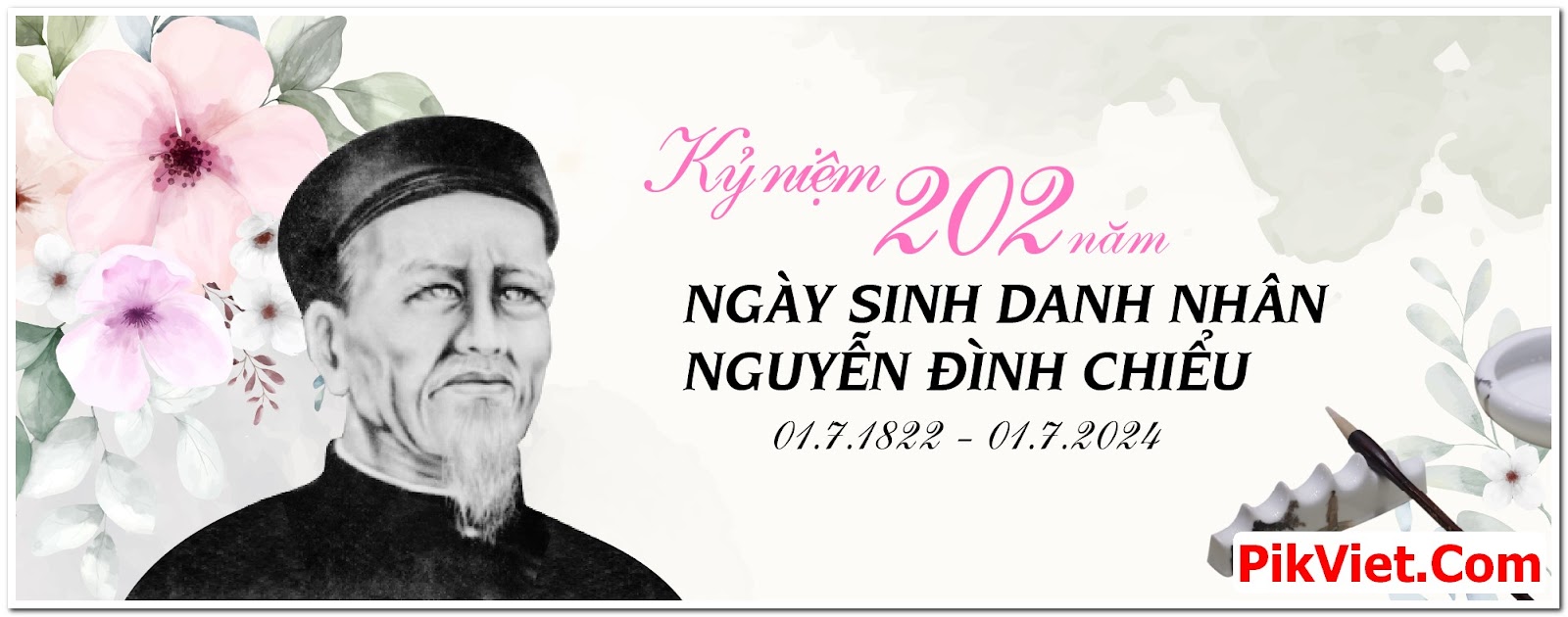 Banner kỷ niệm 202 năm ngày sinh nhà thơ Nguyễn Đình Chiểu 01