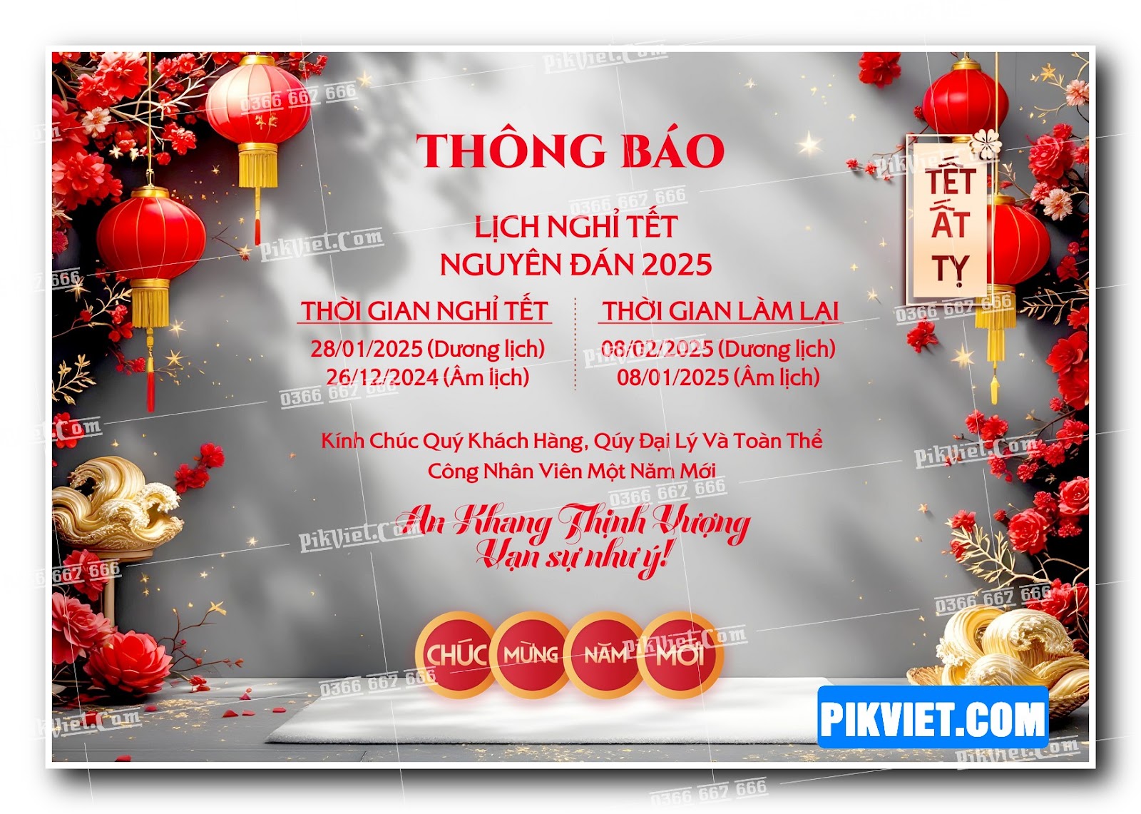 Thông báo lịch nghỉ tết nguyên đán file vector corel x7 mẫu 07