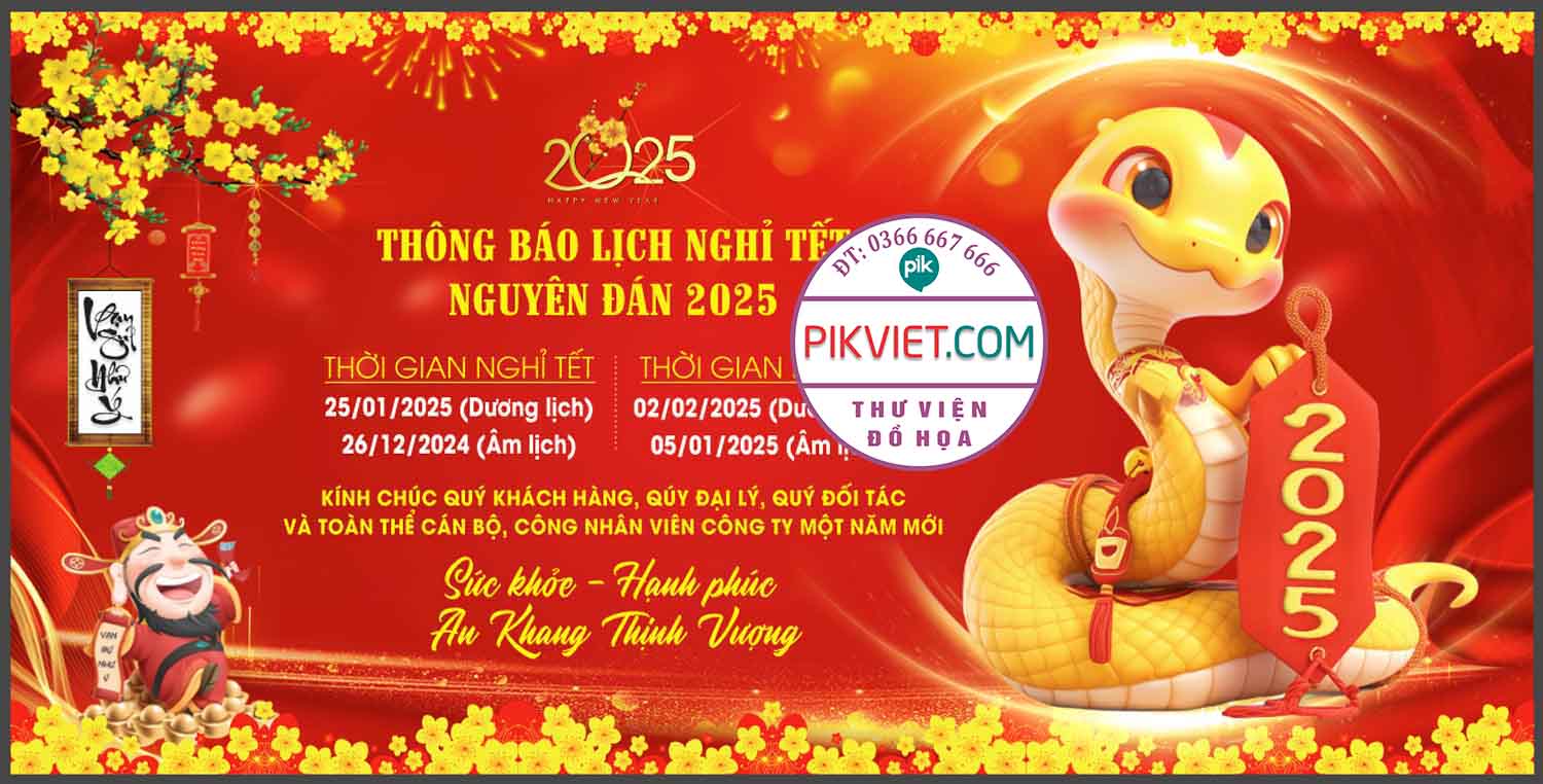 Thông báo lịch nghỉ tết nguyên đán file vector corel x7 mẫu 24