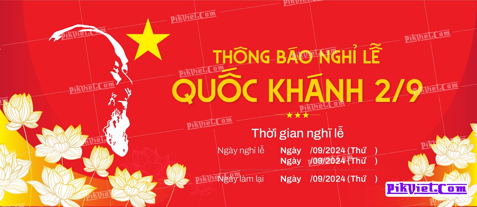 Phông nền thông báo nghỉ lê quốc khánh 2 – 9 mẫu 02