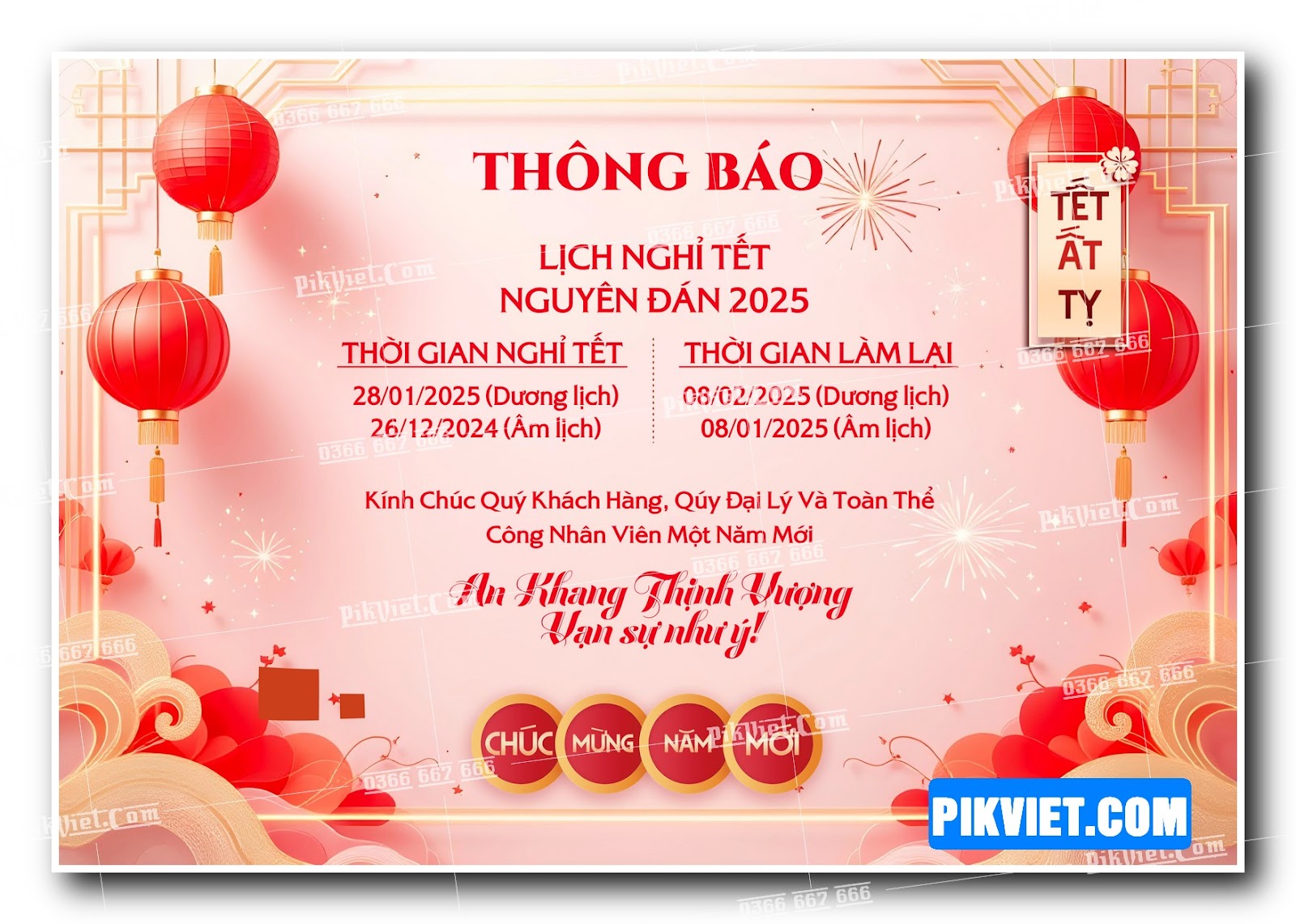 Thông báo lịch nghỉ tết nguyên đán file vector corel x7 mẫu 06