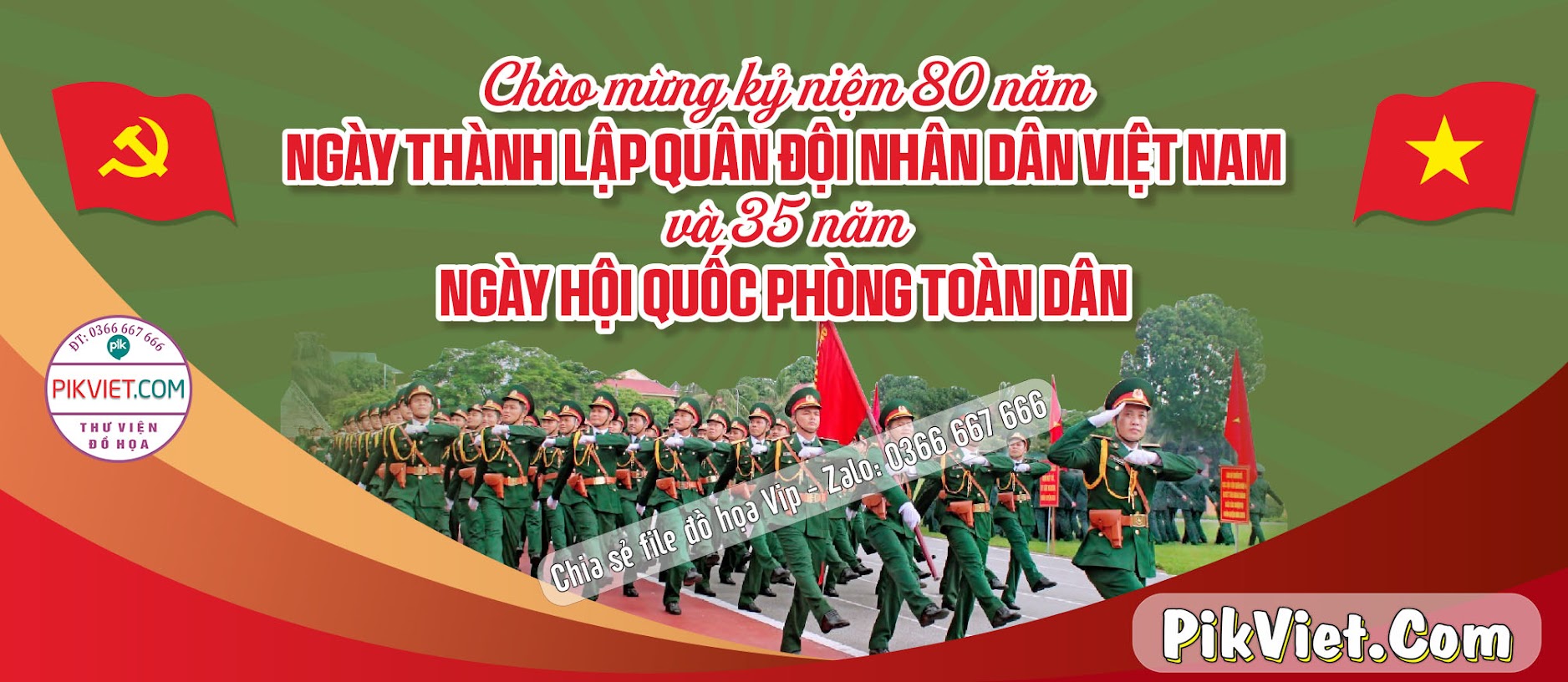 Banner Kỷ niệm 80 năm ngày thành lập QĐND Việt Nam và 35 năm ngày Hội QPTD 01