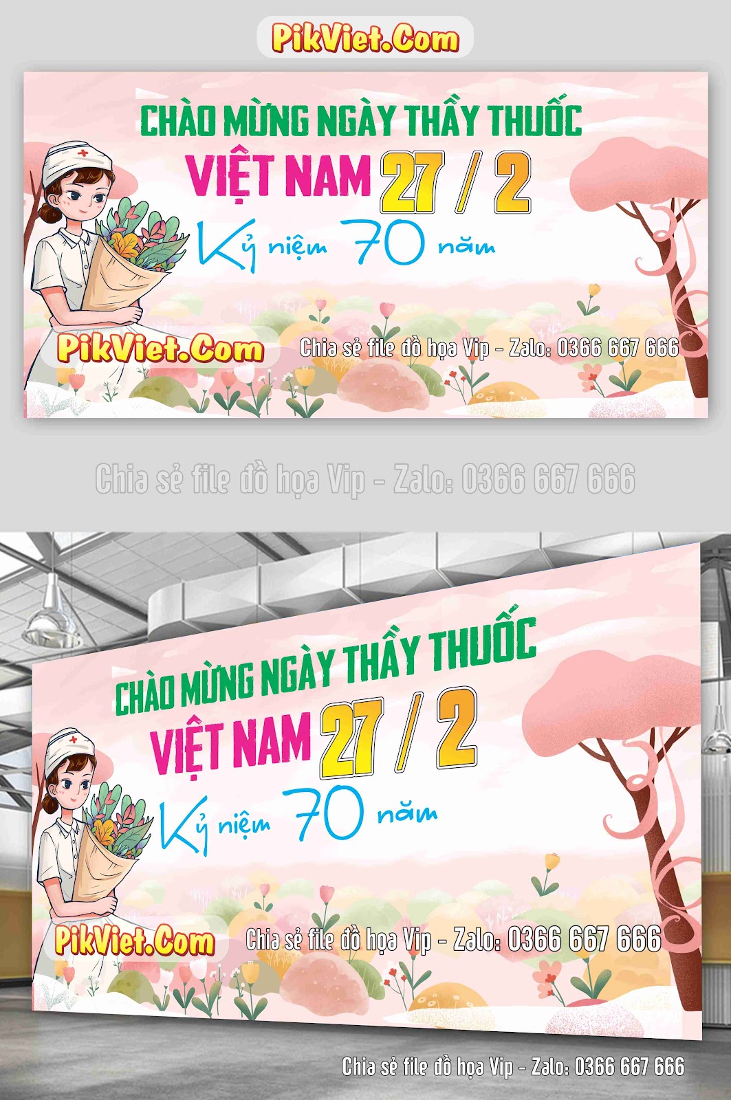 Phông nền maket kỷ niệm 70 năm ngày thầy thuốc việt nam 27-2 mẫu 04