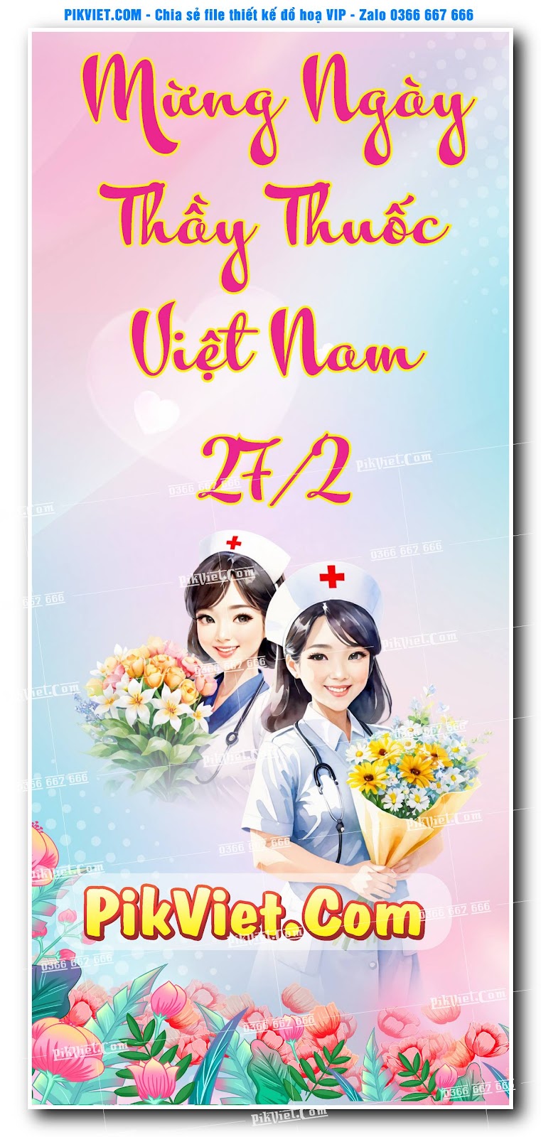 Poster ngày thầy thuốc việt nam 27-2 mẫu 12