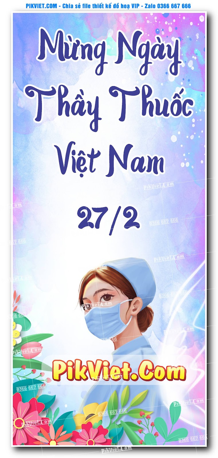 Poster ngày thầy thuốc việt nam 27-2 mẫu 05