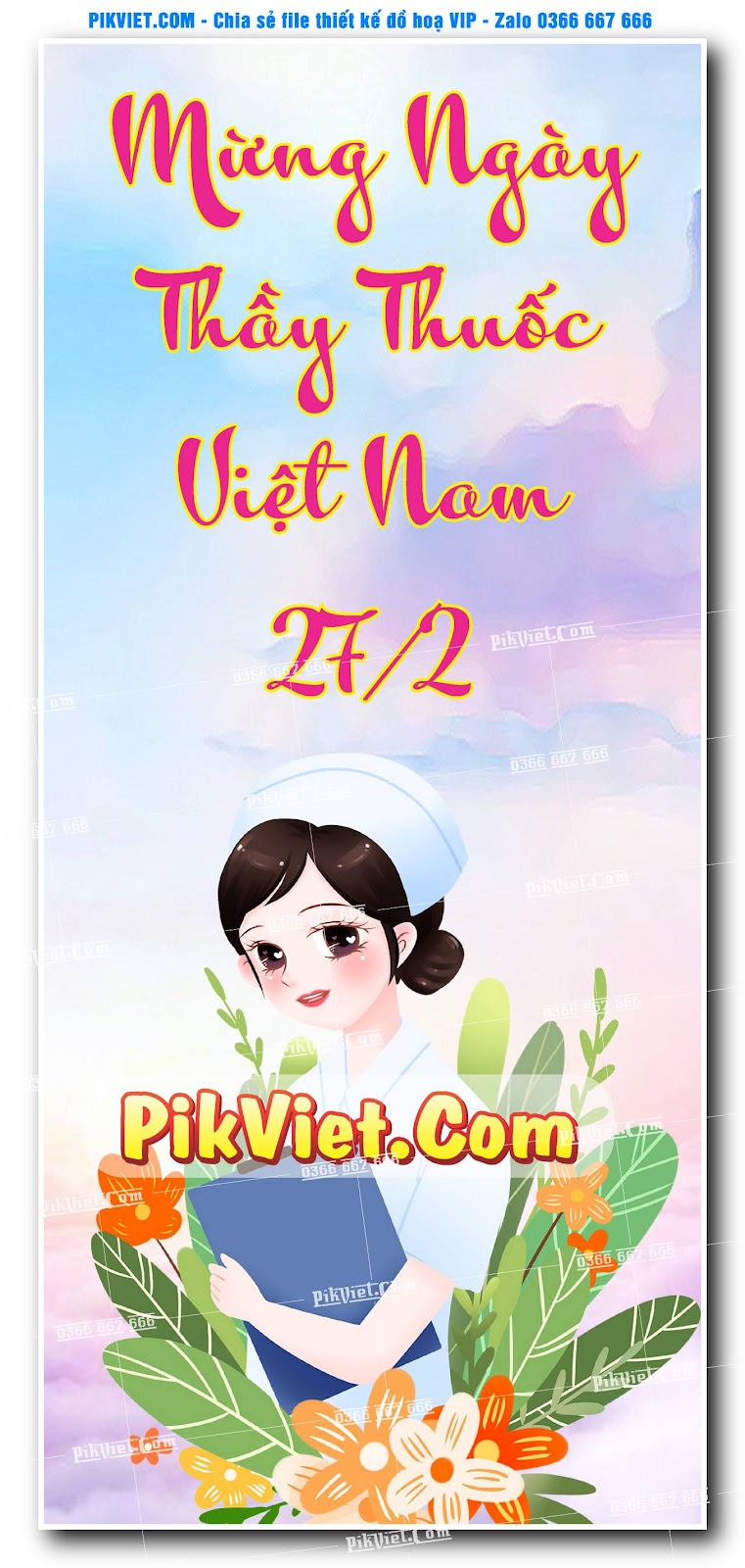 Poster ngày thầy thuốc việt nam 27-2 mẫu 07