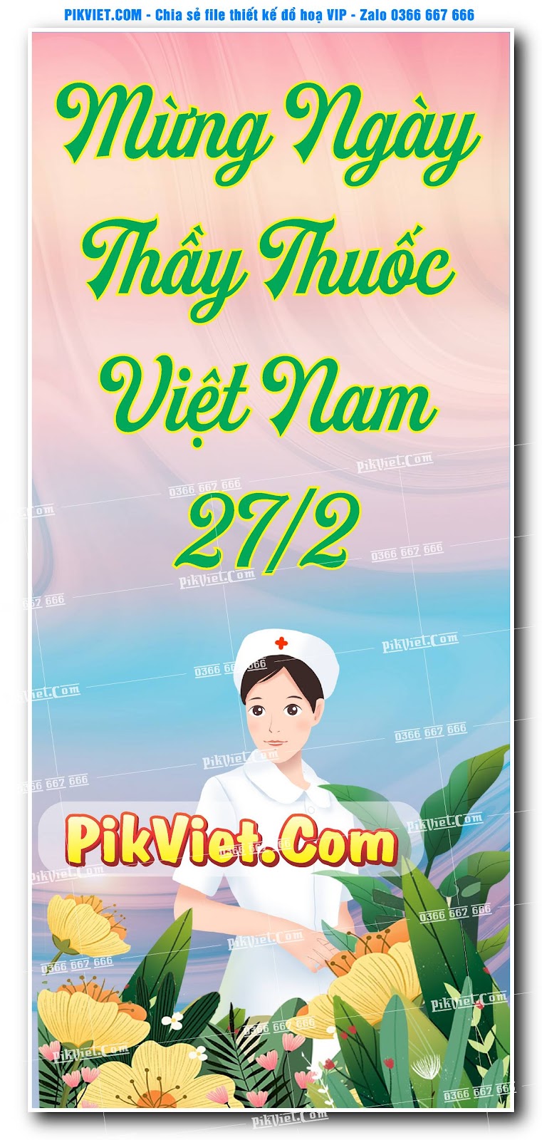 Poster ngày thầy thuốc việt nam 27-2 mẫu 06