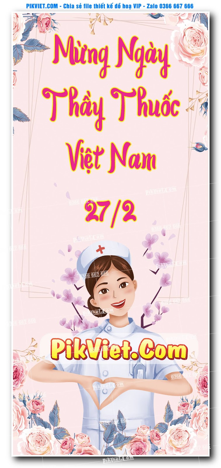 Poster ngày thầy thuốc việt nam 27-2 mẫu 03