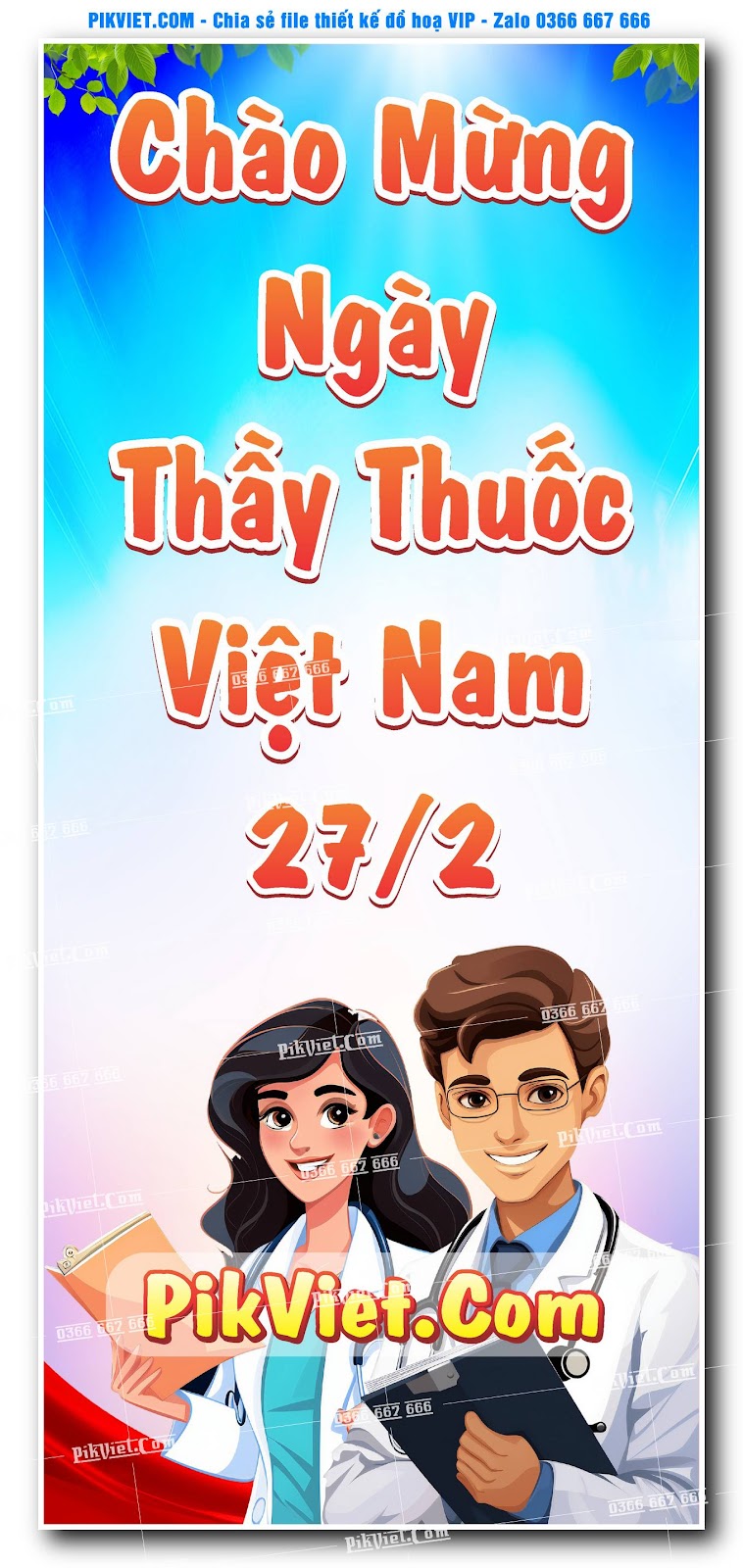 Poster ngày thầy thuốc việt nam 27-2 mẫu 04