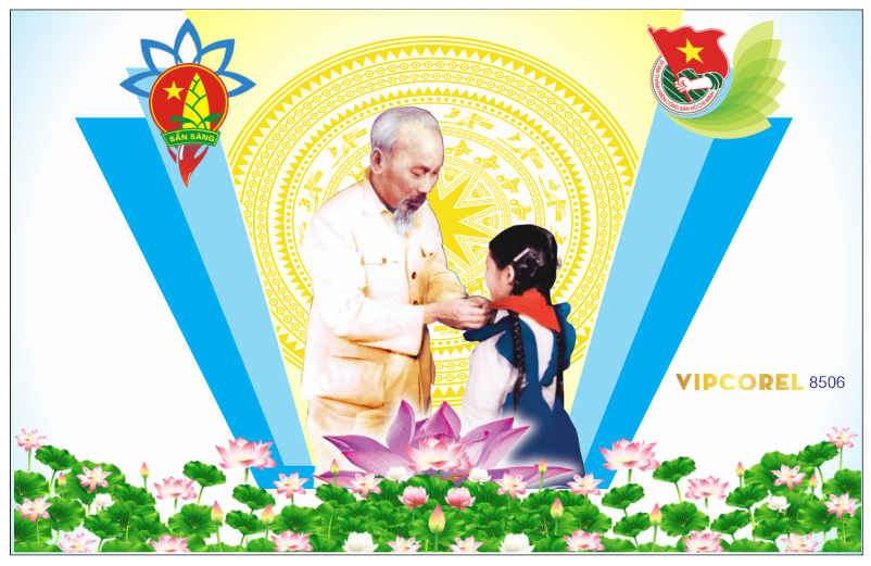 Tranh Bác Hồ thắt khăn quàng cho bé nhi đồng