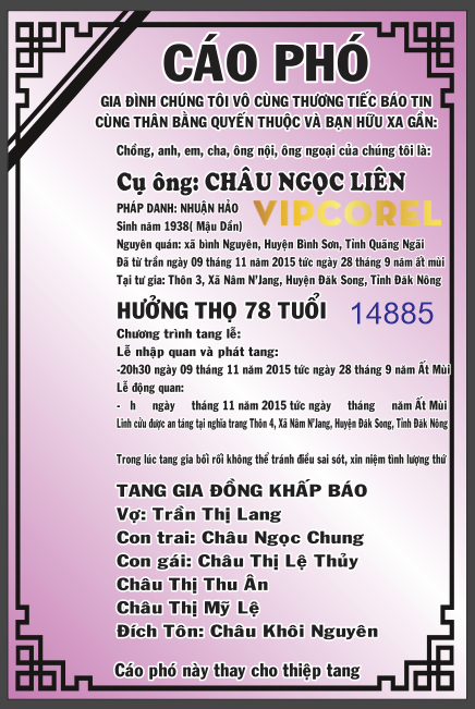 Bảng cáo phó – vô cùng thương tiếc file corel