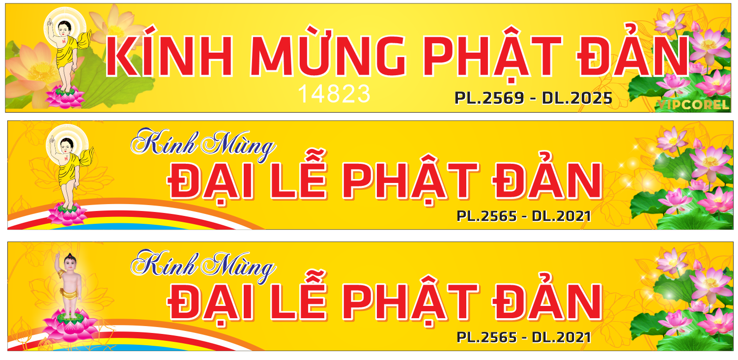 Vector băng rôn kính mừng phật đản 2025 file corel