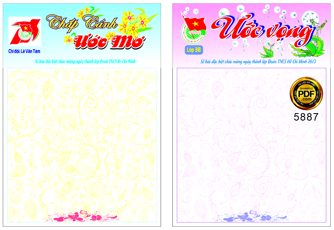 Báo tường tiến bước lên đoàn chi đội Võ Thị Sáu file corel