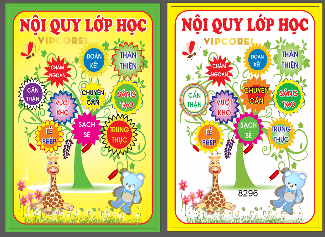 Biển cây nội quy lớp học 2024 file corel