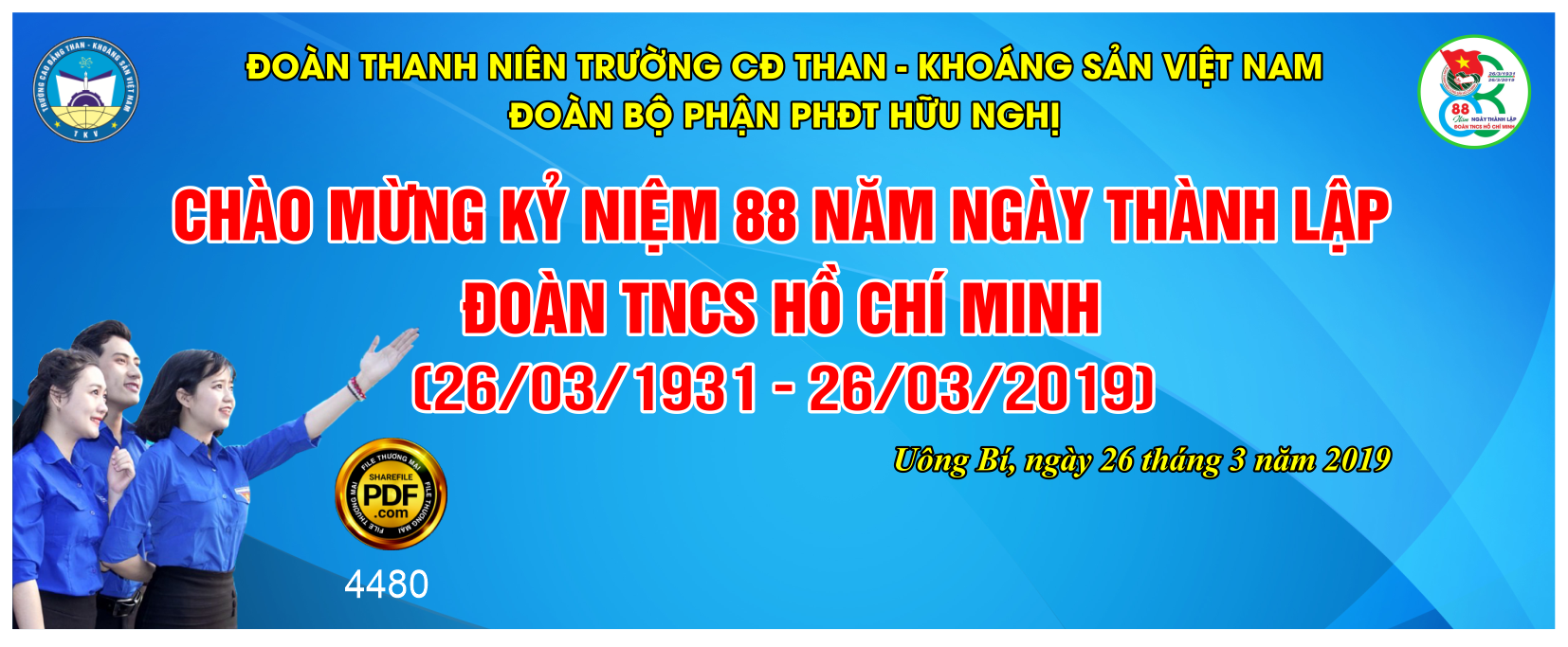 Chào mừng kỷ niệm 88 năm ngày thành lập Đoàn file corel