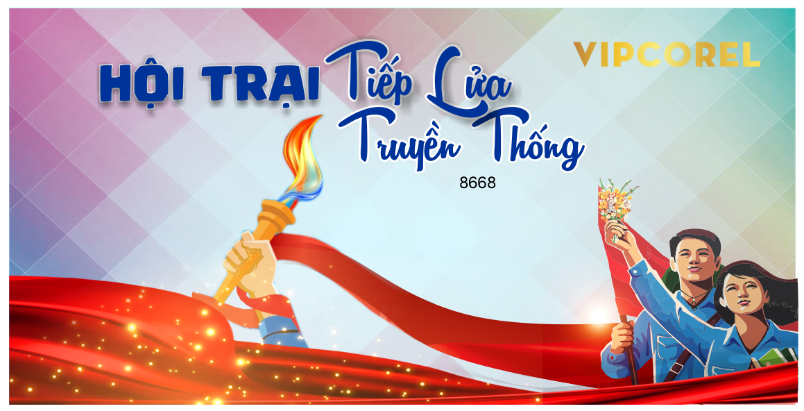 Backdrop Hội trại tiếp lửa truyền thống file corel