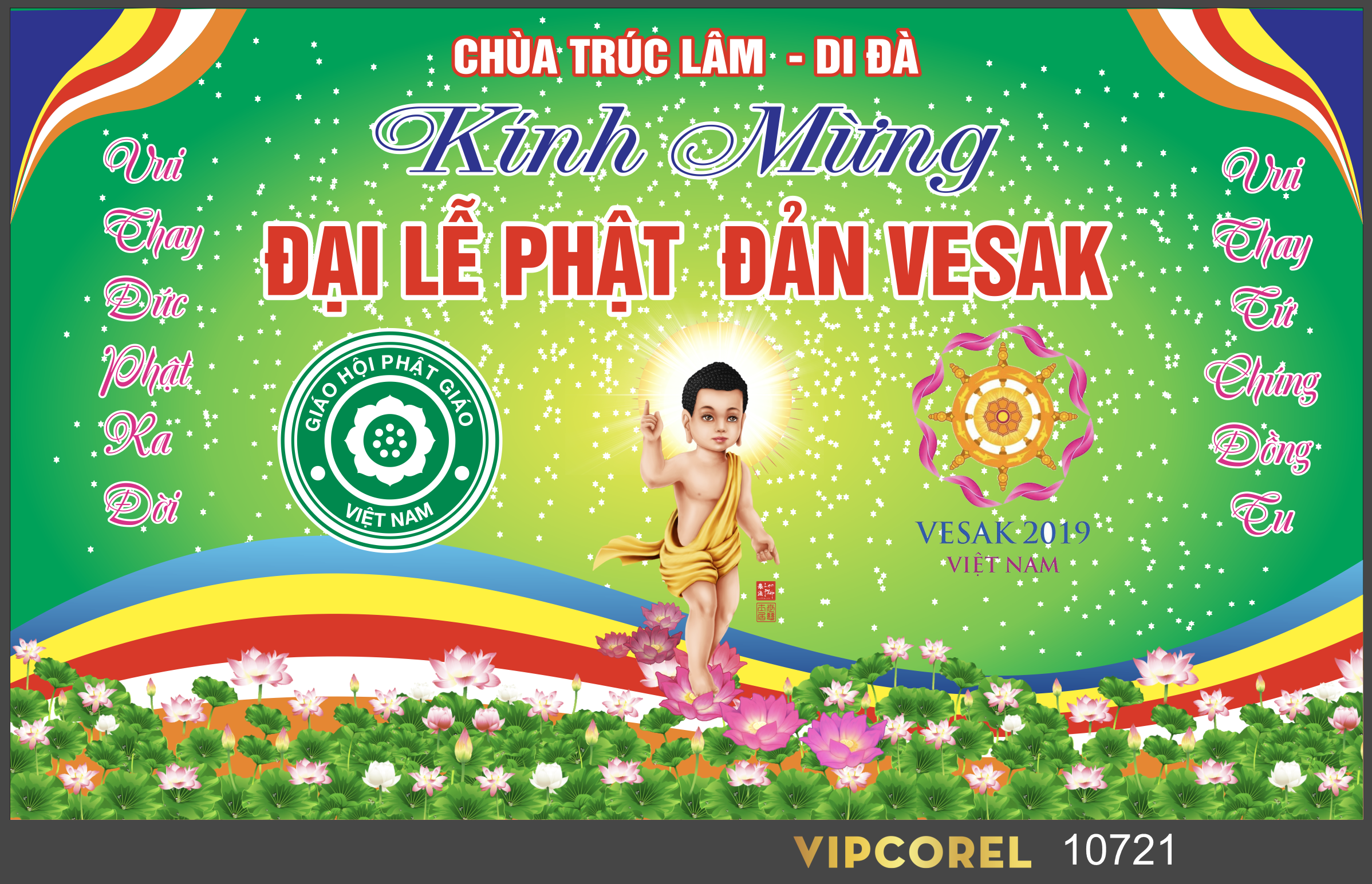 Backdrop kính mừng đại lễ phật đản 2024 vector #11