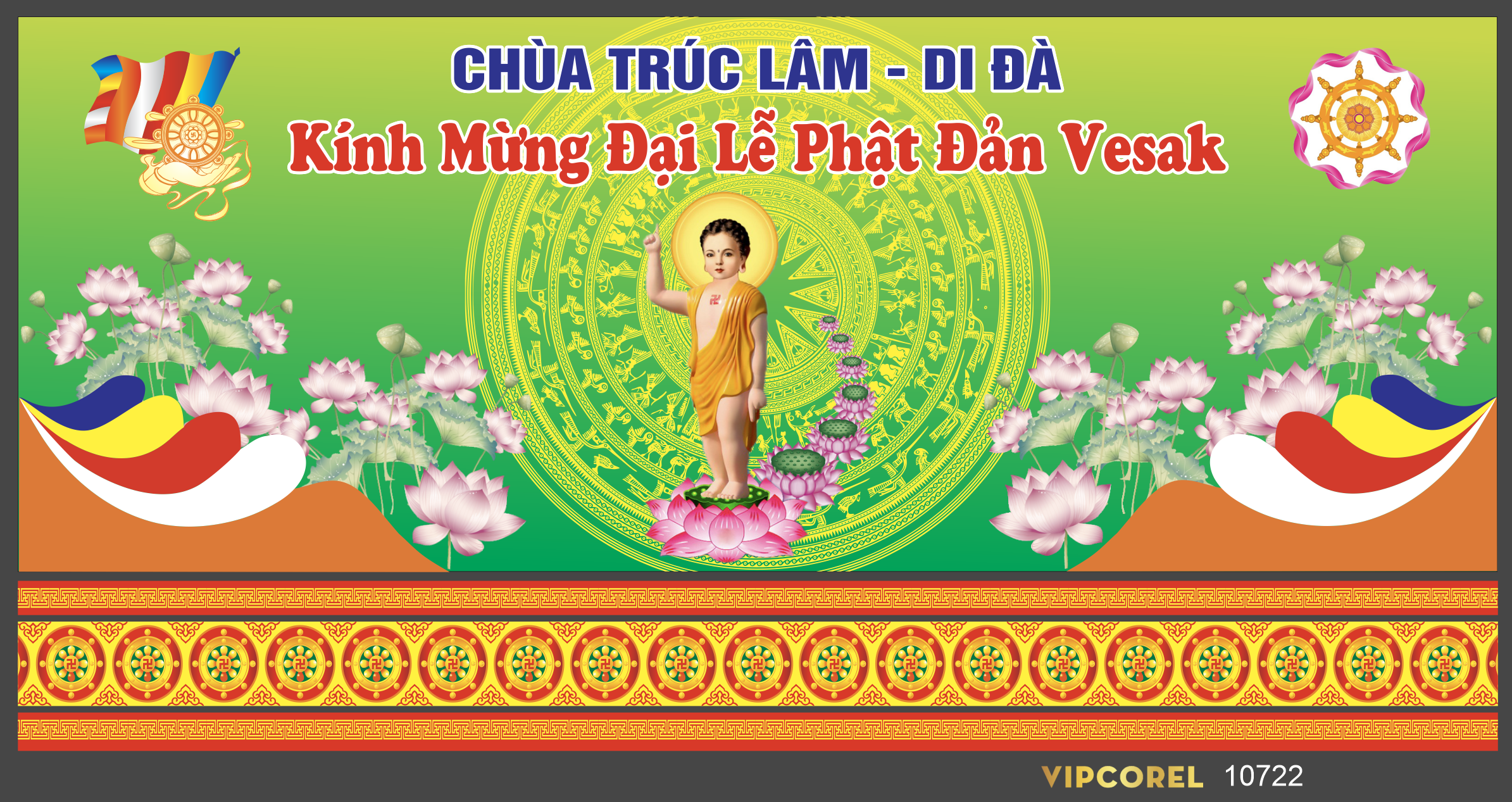 Backdrop kính mừng đại lễ phật đản 2024 vector #12