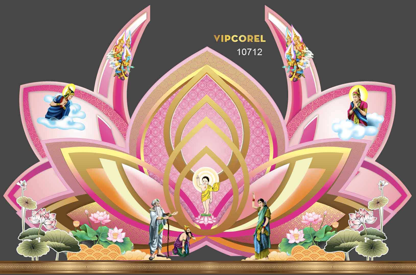 Backdrop kính mừng đại lễ phật đản 2024 vector #2