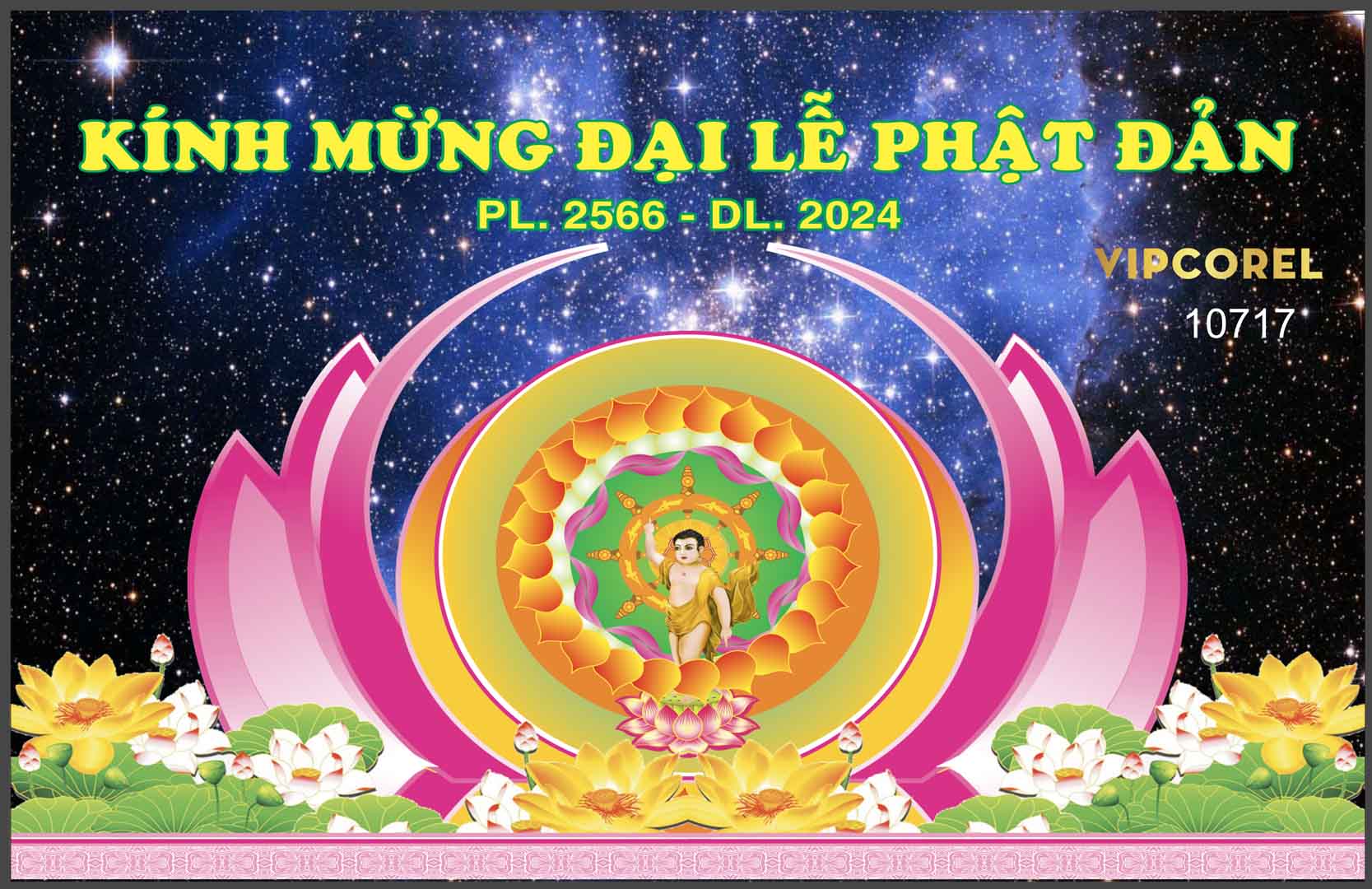 Backdrop kính mừng đại lễ phật đản 2024 vector #7