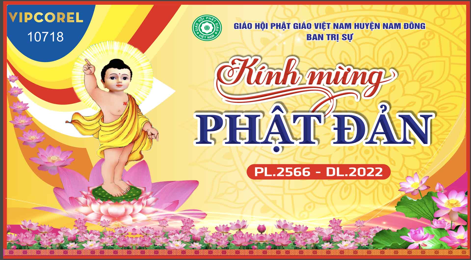 Backdrop kính mừng đại lễ phật đản 2024 vector #8