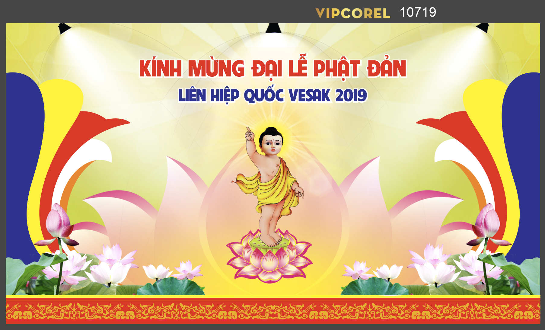 Backdrop kính mừng đại lễ phật đản 2024 vector #9
