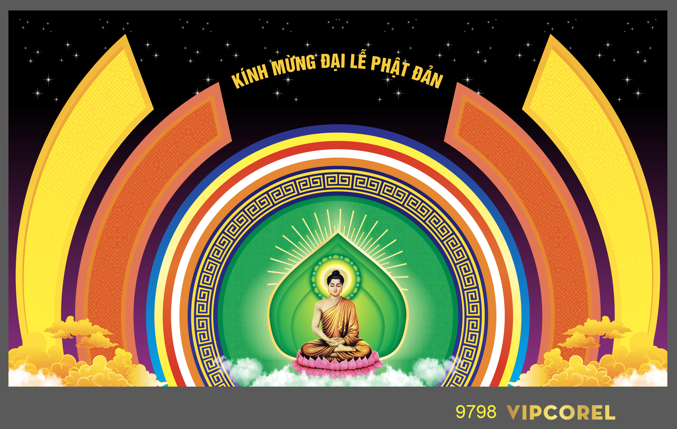 Phông sân khấu Kính Mừng Đại Lễ Phật Đản corel
