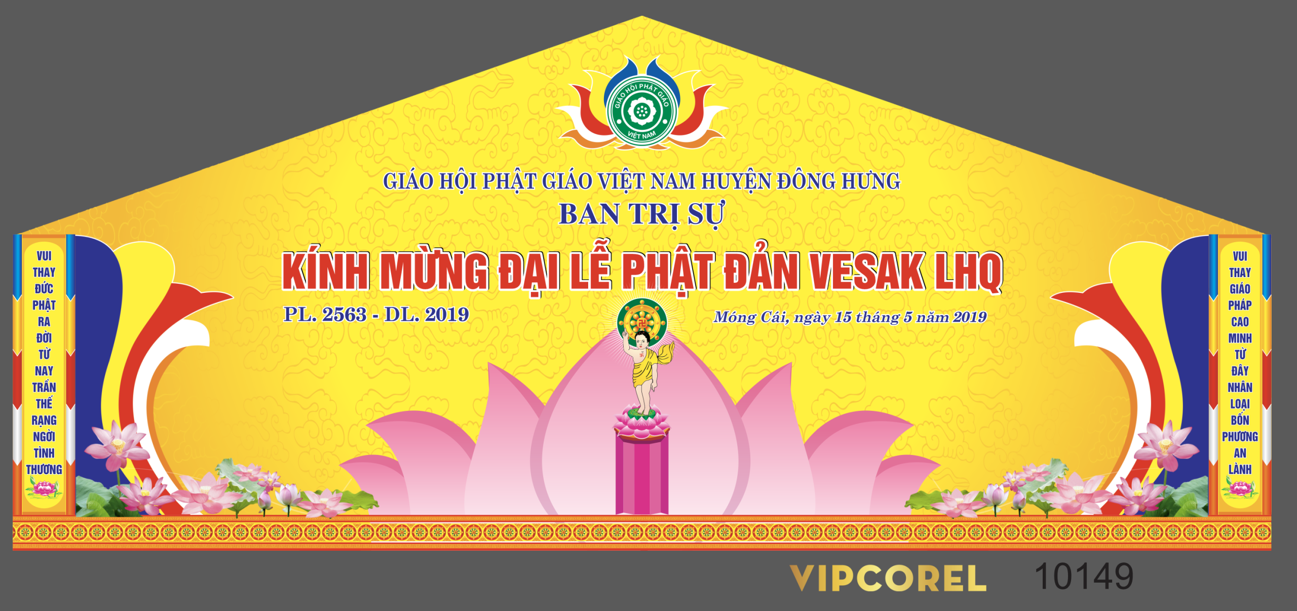 Backdrop kính mừng đại lễ Phật Đản huyện Đông Hưng