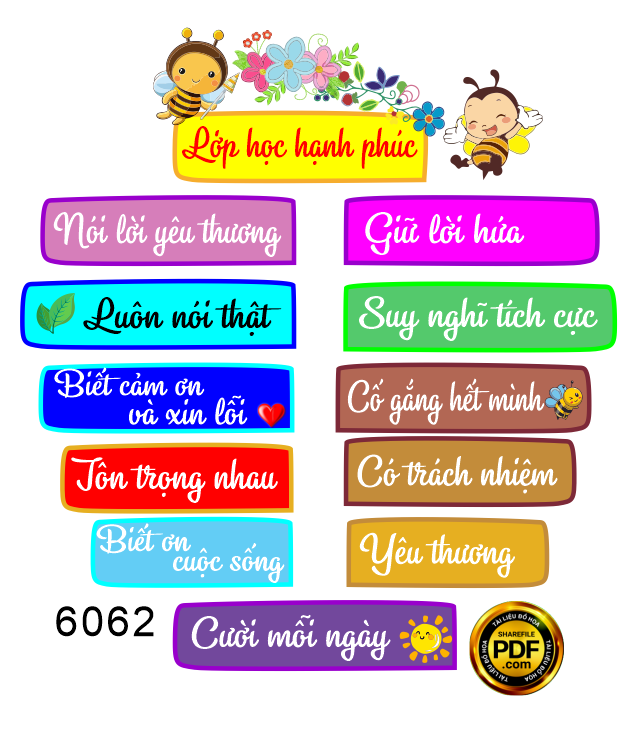 Bảng lớp học hạnh phúc dán tường file corel
