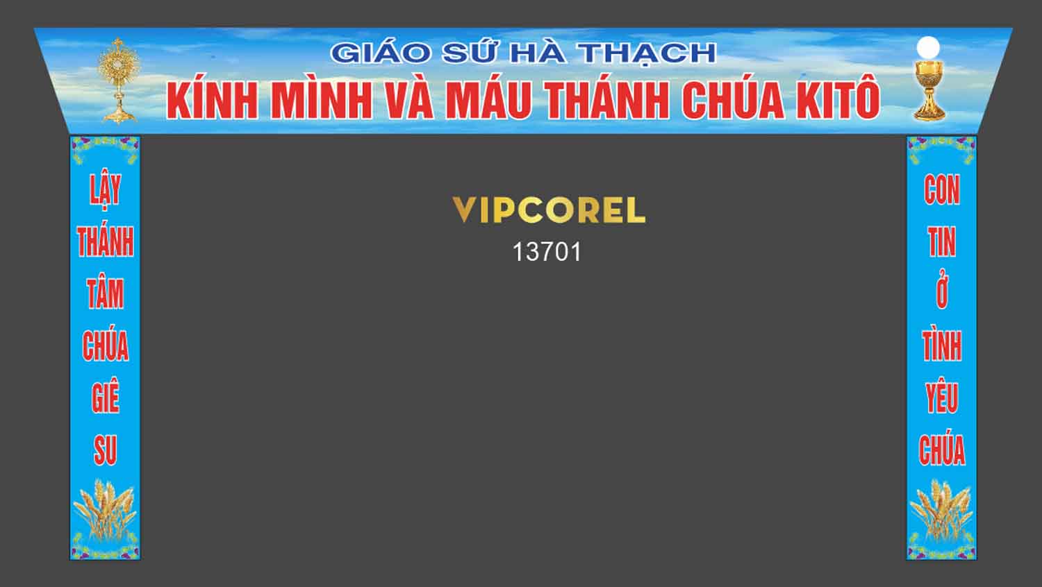 Biển pano Giáo sứ Hà Thạch – chúa Giê Su file corel