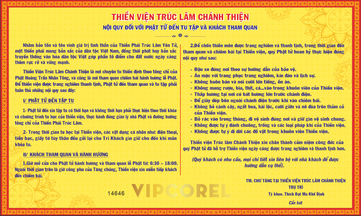 Nội quy thiền viện trúc lâm chánh thiện file corel